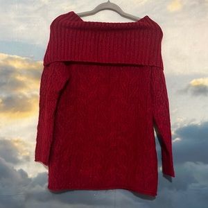 Red off the shoulder sweater